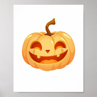 Cute Pumpkin Jack O Lantern Turtle Sea Halloween C Poster