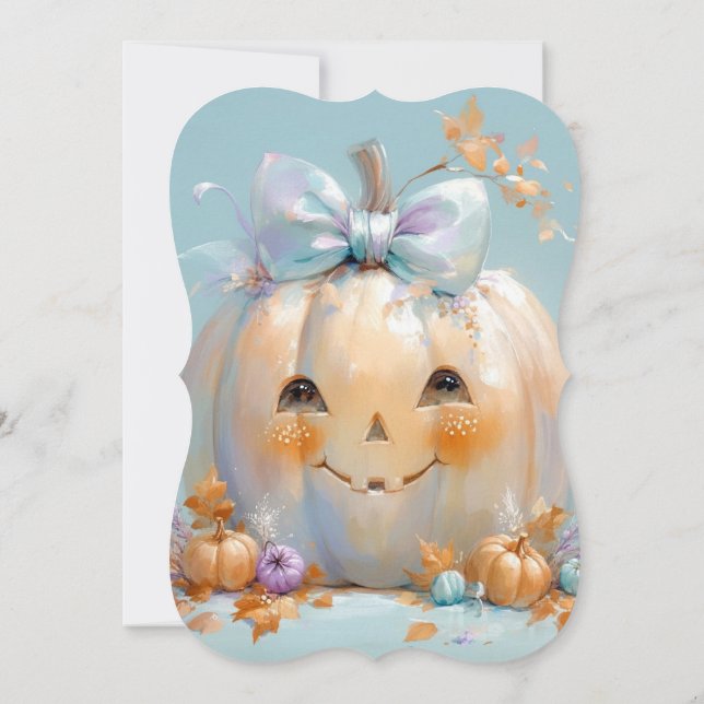 Cute Pumpkin Jackolantern Halloween Baby Shower Invitation (Back)