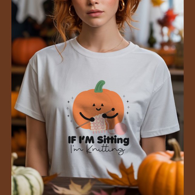 Cute pumpkin knitting, funny fall knitting  T-Shirt (Creator Uploaded)