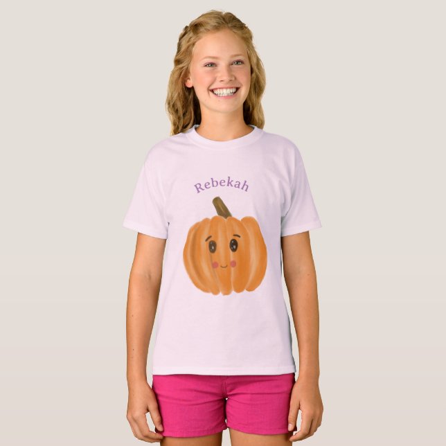 Cute Pumpkin Monogram girl T-Shirt (Front Full)