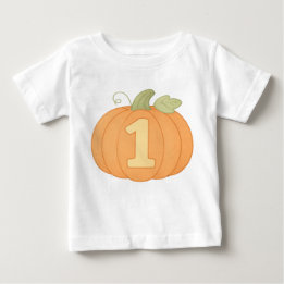 Cute Pumpkin Number One Pastel Fall First Birthday Baby T-Shirt