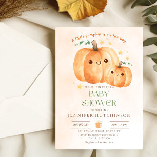 Cute Pumpkin On The Way Fall Baby Shower Invitation