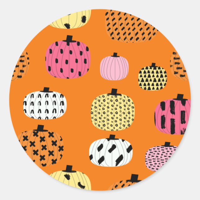 Cute pumpkin Orange Classic Round Sticker (Front)