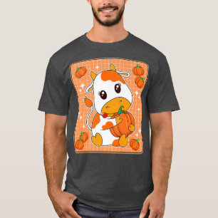 Cute Pumpkin Orange Milk Cow Print Kawaii Aestheti T-Shirt