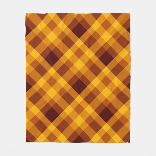 Cute Pumpkin Orange Plaid Medium Fleece Blanket (Front)