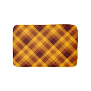 Cute Pumpkin Orange Plaid Small Bath Mat