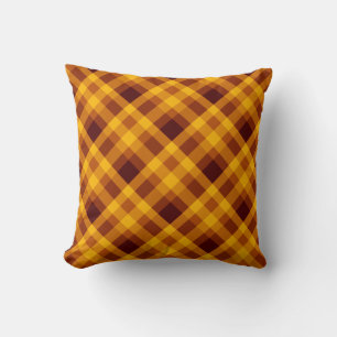 Cute Pumpkin Orange Plaid Throw Pillow
