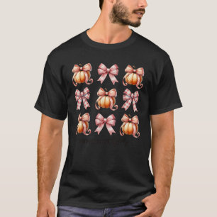 Cute Pumpkin Patch Girly Pink Coquette Bows Women T-Shirt