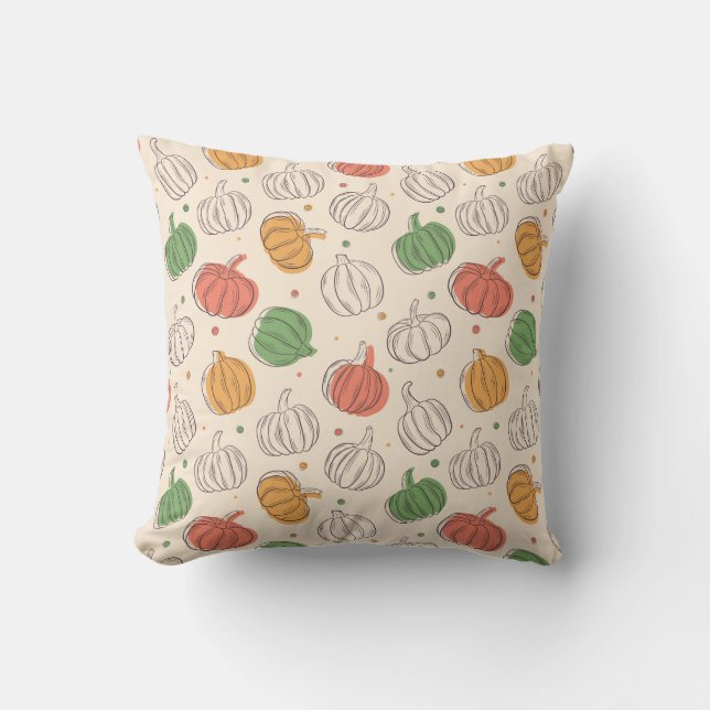 Cute pumpkin pattern fall cushion (Front)