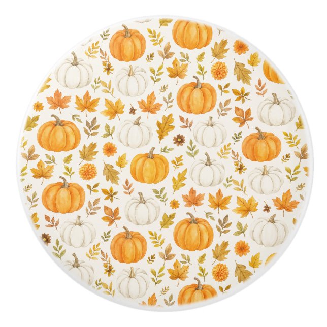 Cute Pumpkin Pattern | Thanksgiving  Ceramic Knob (Front)