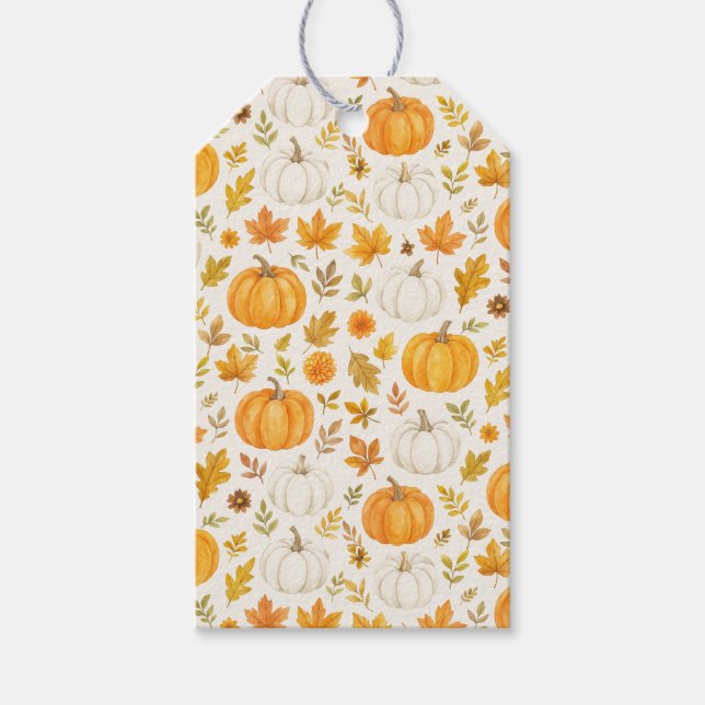 Cute Pumpkin Pattern | Thanksgiving  Gift Tags (Front)