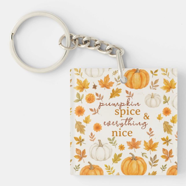Cute Pumpkin Pattern | Thanksgiving  Key Ring (Front)
