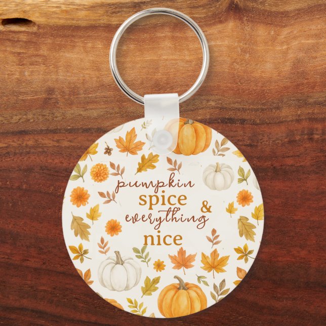Cute Pumpkin Pattern | Thanksgiving  Key Ring (Back)