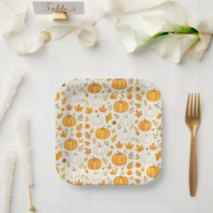 Cute Pumpkin Pattern   Thanksgiving  Paper Plate