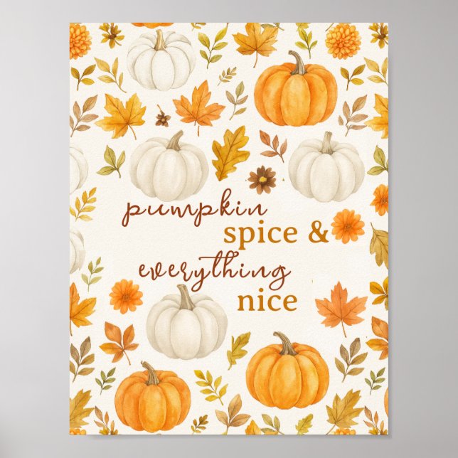 Cute Pumpkin Pattern | Thanksgiving  Poster (Front)
