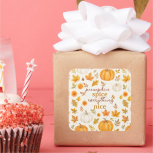 Cute Pumpkin Pattern Thanksgiving Square Sticker