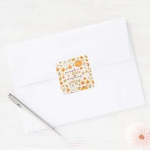 Cute Pumpkin Pattern Thanksgiving Square Sticker