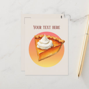 Cute pumpkin pie add message  postcard