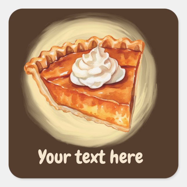 cute pumpkin pie add text square sticker (Front)