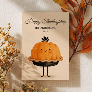 Cute Pumpkin Pie Happy Thanksgiving Minimalist Holiday Card