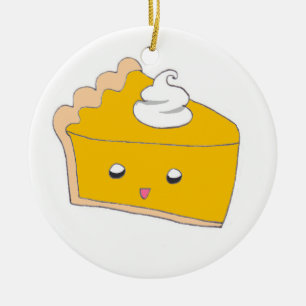 Cute Pumpkin Pie Slice Ceramic Ornament