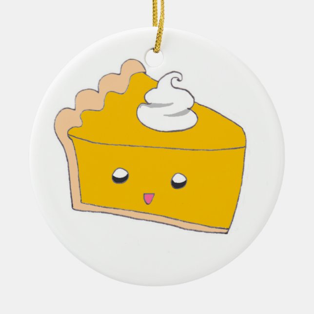 Cute Pumpkin Pie Slice Ceramic Ornament (Front)