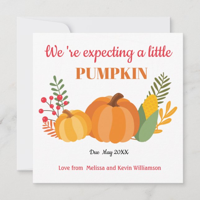 Cute Pumpkin Pregnancy Announcement (Front)