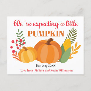 Cute Pumpkin Pregnancy Announcement Postcard