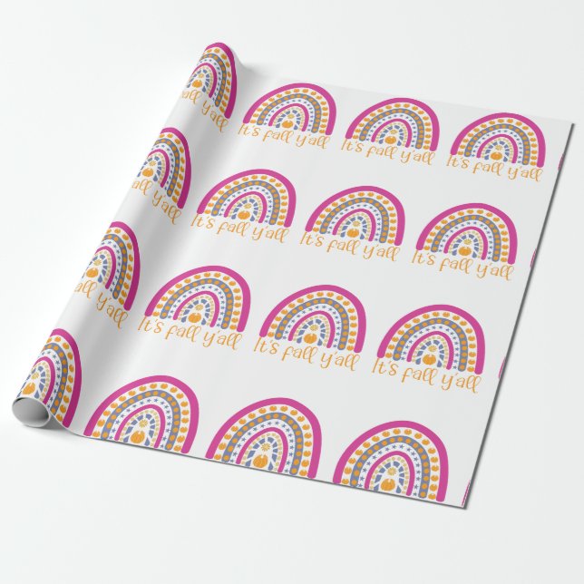Cute Pumpkin Rainbow Wrapping Paper (Unrolled)