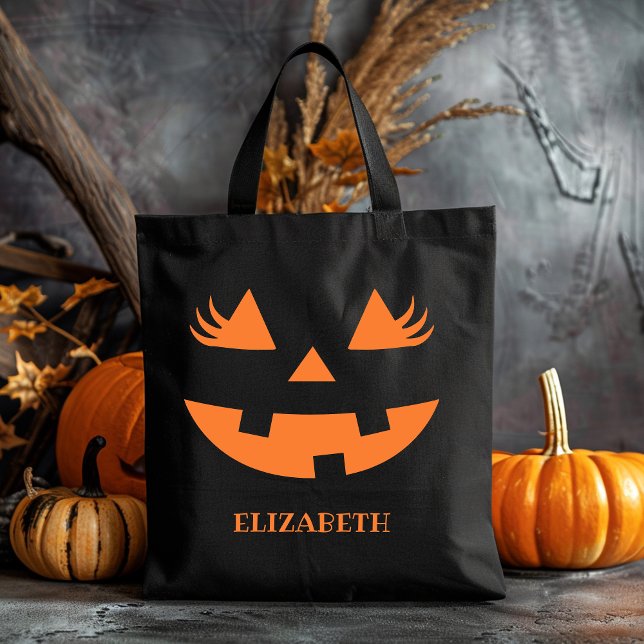 Cute Pumpkin Smile Halloween Tote Bag (Creator Uploaded)