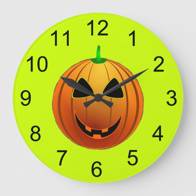 Cute Pumpkin Smile Halloween Wall Clock (Front)