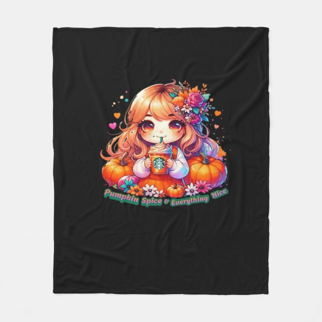Cute Pumpkin Spice & Everything Nice Stickers And  Fleece Blanket (Front)