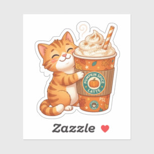 Cute Pumpkin Spice Latte Cat Cosy Autumn Halloween