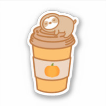 Cute Pumpkin Spice Latte Cup Sloth  Sticker