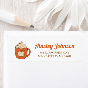 Cute Pumpkin Spice Latte Return Address Label
