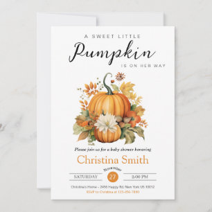 Cute Pumpkin Sunflower Gender Neutral Baby Shower Invitation