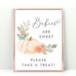 Cute Pumpkin Take a Treat Baby Shower Poster
