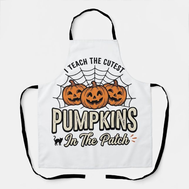 Cute Pumpkin Teacher Halloween Design_1 Apron (Front)