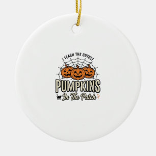 Cute Pumpkin Teacher Halloween Design_1 Ceramic Ornament