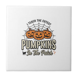 Cute Pumpkin Teacher Halloween Design_1 Ceramic Tile