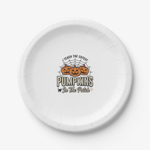 Cute Pumpkin Teacher Halloween Design_1 Paper Plate