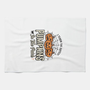 Cute Pumpkin Teacher Halloween Design_1 Tea Towel