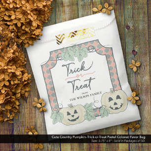 Cute Pumpkin–Trick-or-Treat Pastel Coloured Name Favour Bag