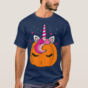 Cute Pumpkin Unicorn Face Costume Easy Halloween T-Shirt