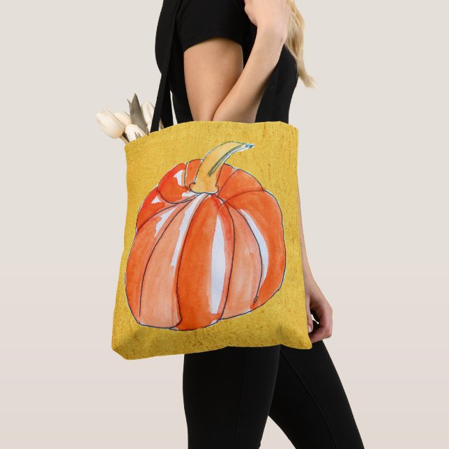 Cute Pumpkin vegetable Autumn fall Tote Bag (Close Up)