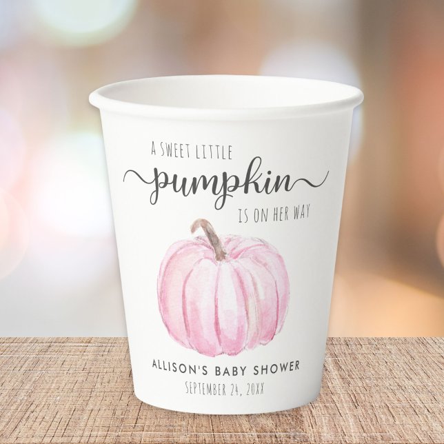 Cute Pumpkin Watercolor Baby Girl Shower Paper Cups (Creator Uploaded)