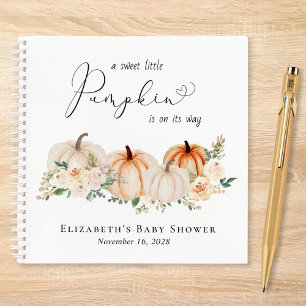 Cute Pumpkin Watercolor Baby Shower Guest Book