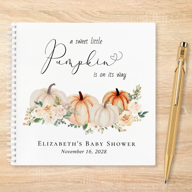 Cute Pumpkin Watercolor Baby Shower Guest Book (Creator Uploaded)