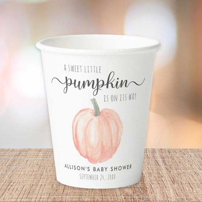 Cute Pumpkin Watercolor Baby Shower Paper Cups (Creator Uploaded)