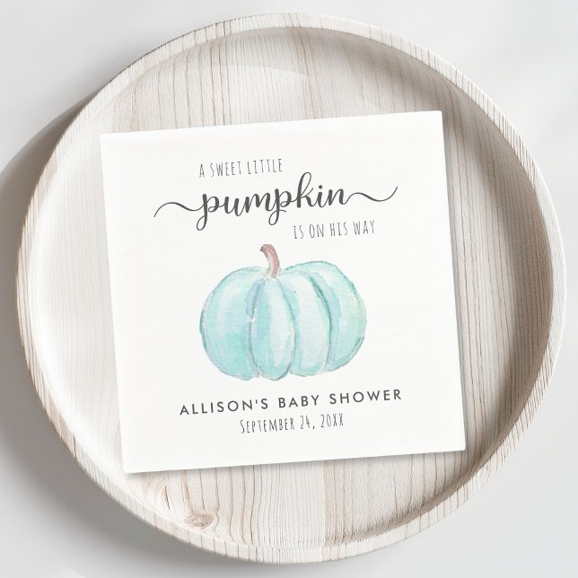 Cute Pumpkin Watercolor Boy Baby Shower Napkin (Creator Uploaded)